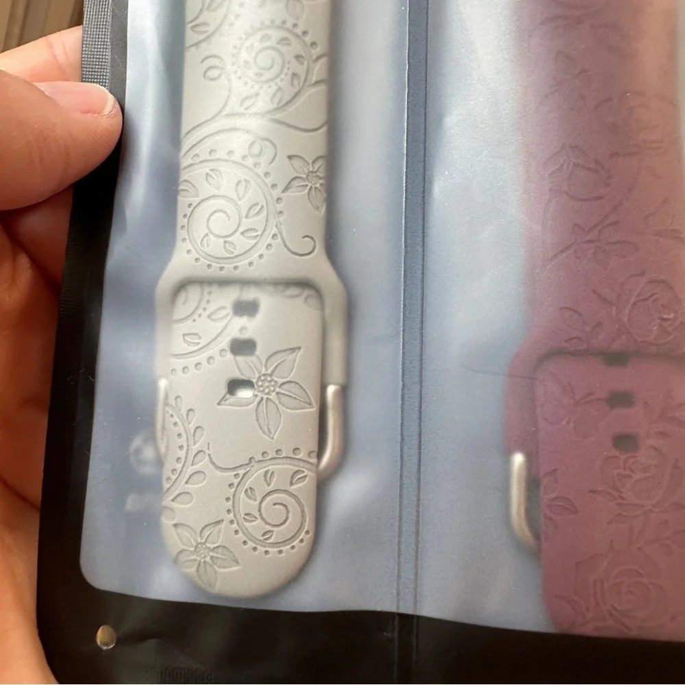 Floral Patterned Wearable Bands - Gray and Wine